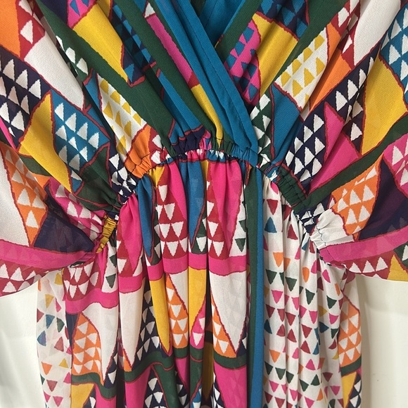 ANTHROPOLOGIE MAEVE Geometric Multicolor Print Dress Swim Cover-Up Size 4 - Picture 8 of 16